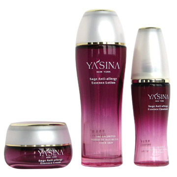 Aduana 4 onzas botellas de cristal cosméticas coloreadas sopladas y tarros de 1 emulsión vacía de la onza